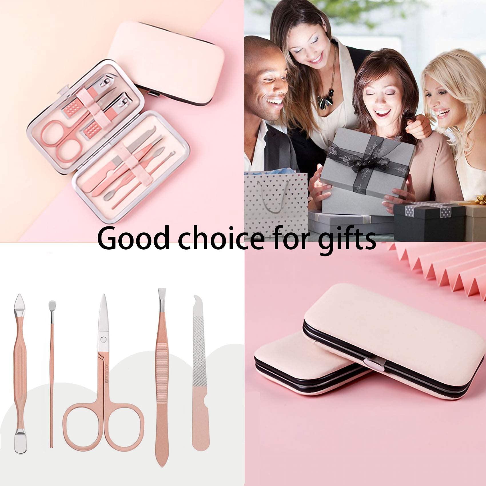 Manicura Pedicura[7 Piezas], Profesionales Manicura Kit, Profesional Cortaúñas, Juego de Manicura de Acero Inoxidable, Tijeras de uñas para Manicura y Pedicura con Caja