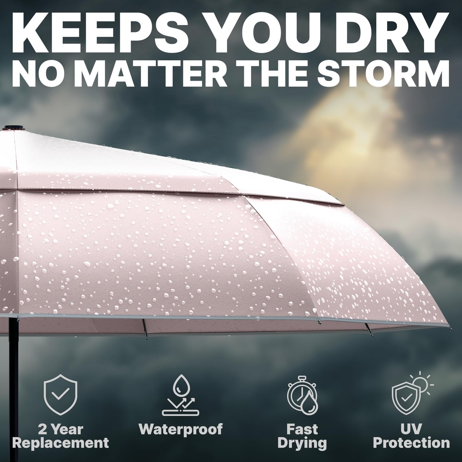 Royal Walk Windproof Folding Travel Umbrella Compact and Strong Luxurious Real Wood Handle Automatic Open Close Vented Double Canopy for Men and Women - Image 7