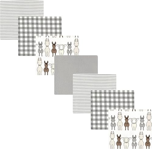 Miniatura 109 de Hudson Baby Paquete de 7 mantas receptoras unisex de franela de algodón para bebé, Dino Friends, talla única Abeja,Azul Verde Dino,Azul