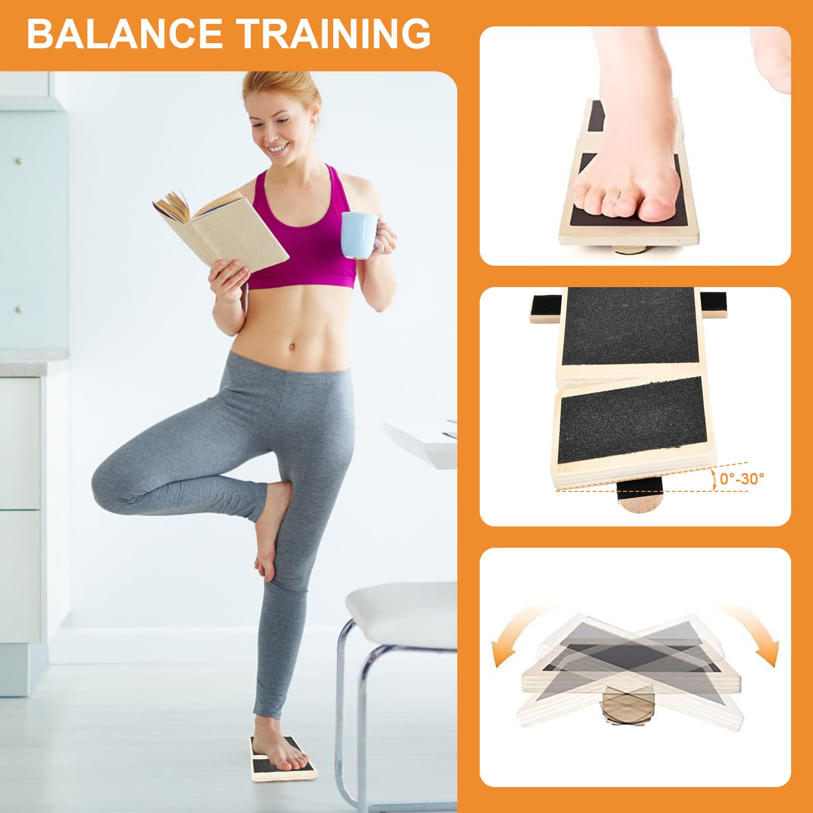 Tavoletta Propriocettiva Per Equilibrio | In Legno Con Base Antiscivolo | Allenamento Caviglie E Stabilità - Foto 3