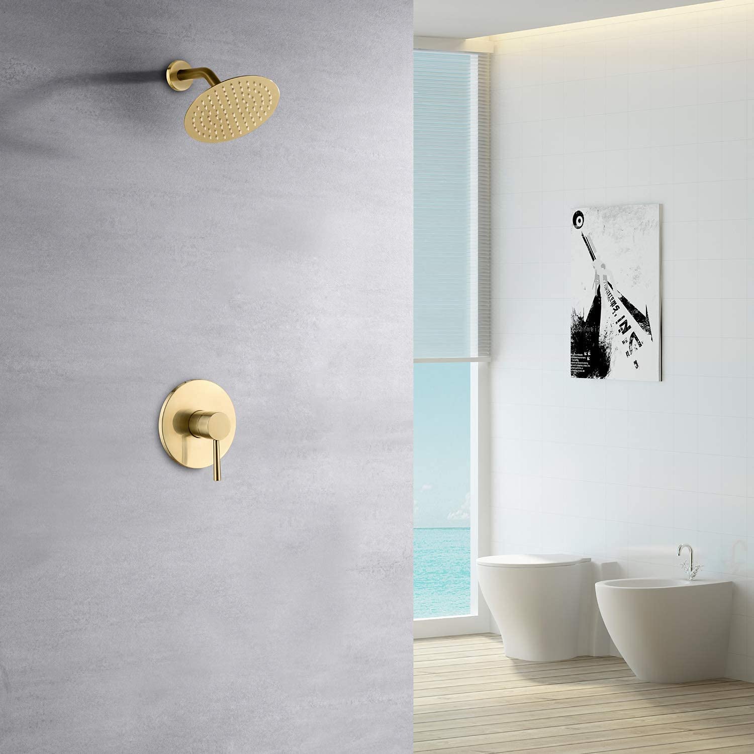 Set Composto da Rubinetto Doccia a Parete in Oro Spazzolato S3221BGI e Sistema Doccia S3232BGI.