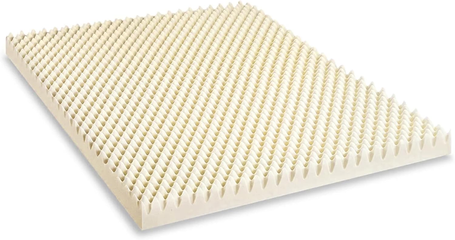 Treaton, 3-Inch Convoluted Copper-Infused Memory Foam Mattress Toppers, Cooling and Pressure Relieving with Airflow Design, Full, Beige