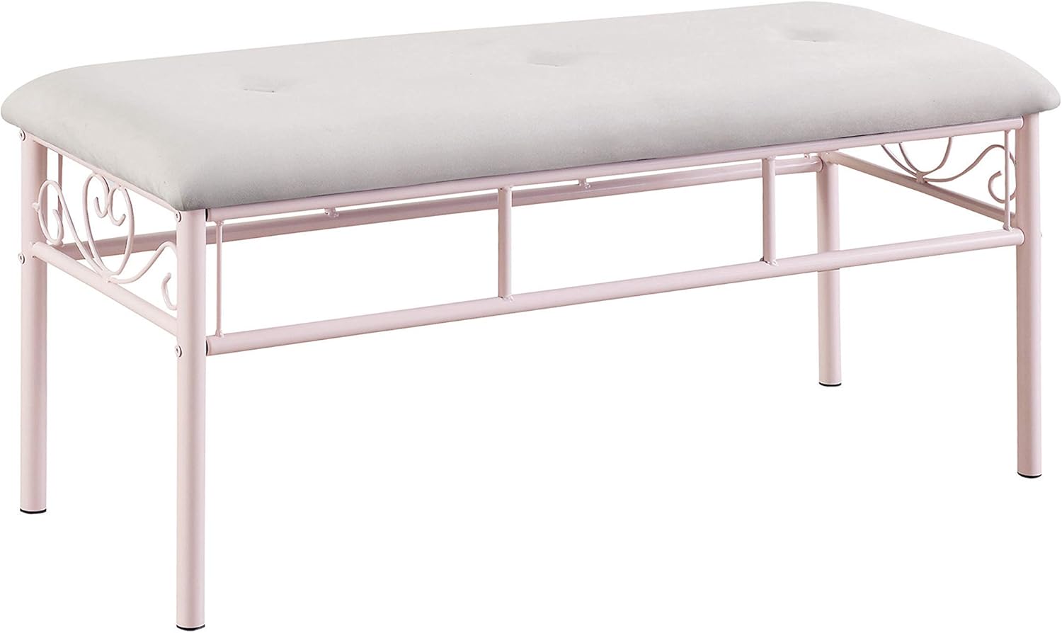 Coaster Home Furnishings Massi Tufted Upholstered Powder Pink and Ivory Bench (401156)