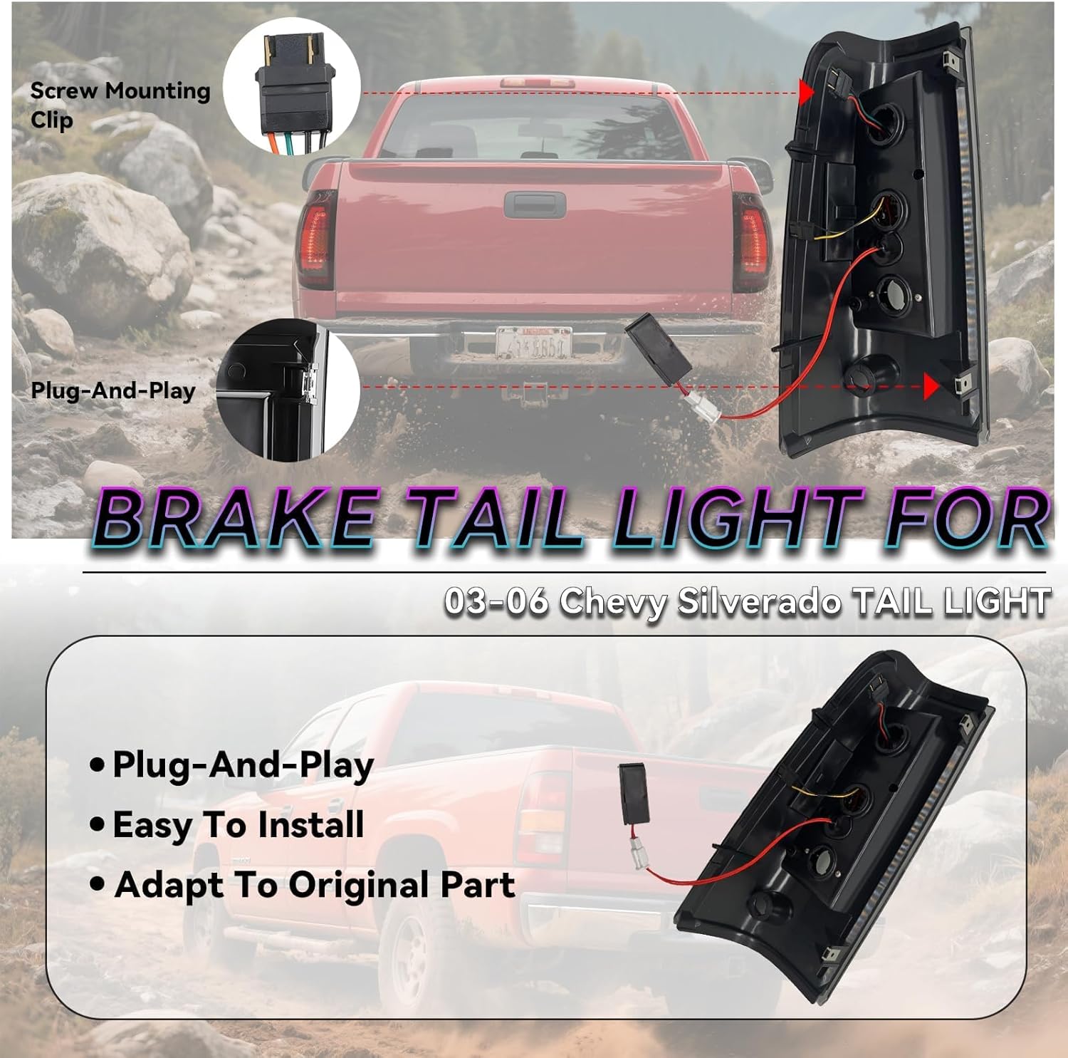 Tail Lights for Chevy Silverado 1500 2500(03-06), 1500 Classic & 1500 2500 HD Classic 07, Silverado 3500(04-06), for GMC Sierra 1500 2500 3500 & 1500 2500 HD(04-06),Classic 07.