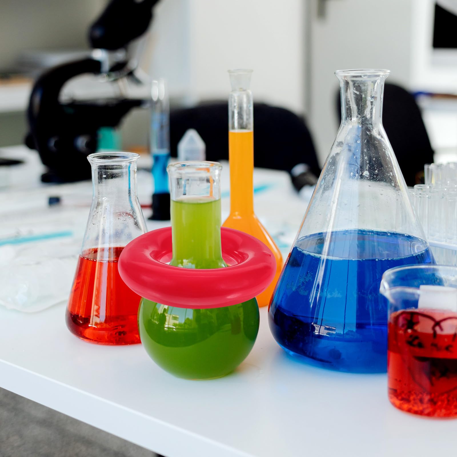 SOLUSTRE 2 Stück Gewichtsringe für Erlenmeyerkolben 48mm Verdickte Laborkolbenbeschwerungsringe Sicher für Chemieunterricht und Laborgebrauch Zufällige Farbe