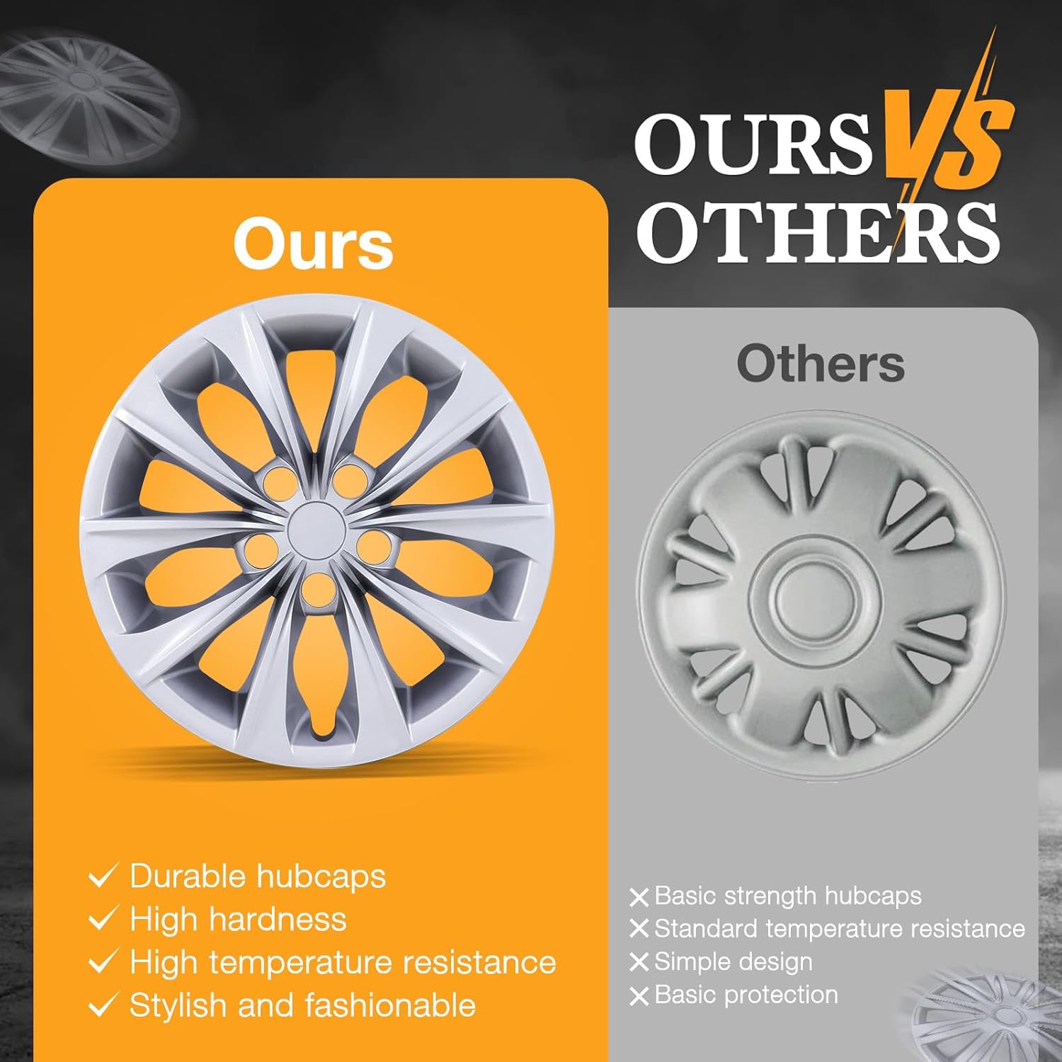 16" Wheel Rim Cover for Toyota Camry 2015-2017 and Hybrid,Snap on Design Hubcaps Compatible with Steel Wheels,PP Protection Hub caps-16 Inch Silver Lacquer