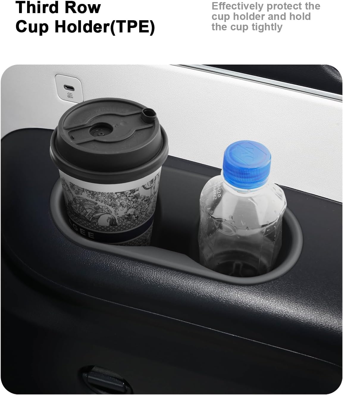 Cup Holder Set for 2026 Hyundai Palisade - 5 Pcs for Center Console + Second Door + Third Row Cup Holder Insert - Silicone & TPE Cup Holder Area Cover for 2026 Palisade Hybrid Accessories