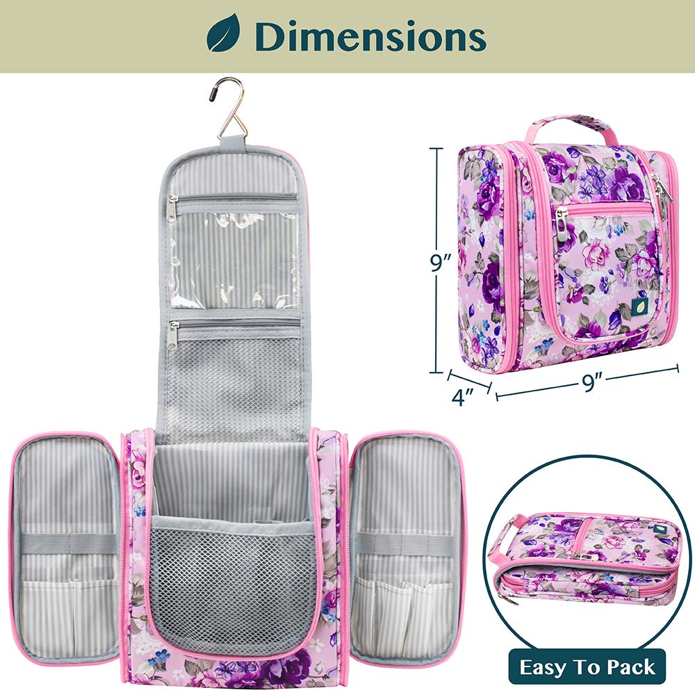 PAVILIA Beauty case da viaggio da appendere per donne e uomini, organizer per articoli da toeletta da bagno, rosa, Standard (9x4x9), Beauty case