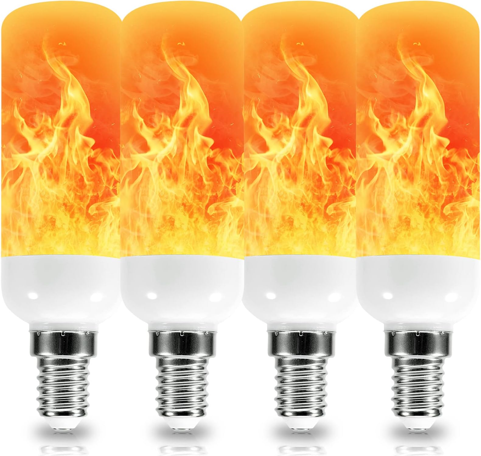Flame Light Bulb,LED Flame Effect Light Bulbs,5W E14 Flickering Light Bulb with 3 Modes Retro Indoor Outdoor Decorationrative Lights for Home Party Decoration (4 Pcs)