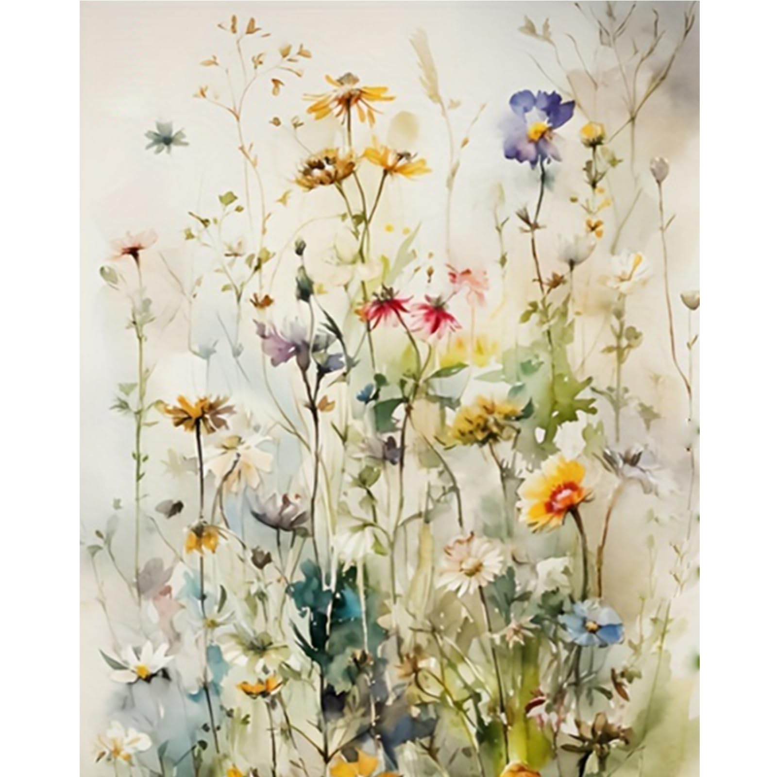 POETRYDRAW Wildflowers DIY Paint By Numbers Kit on Canvas 40x50cm Without Frame Paint by Numbers Kits Drawing Paintwork for Beginners Adults Gift Home Wall Decor