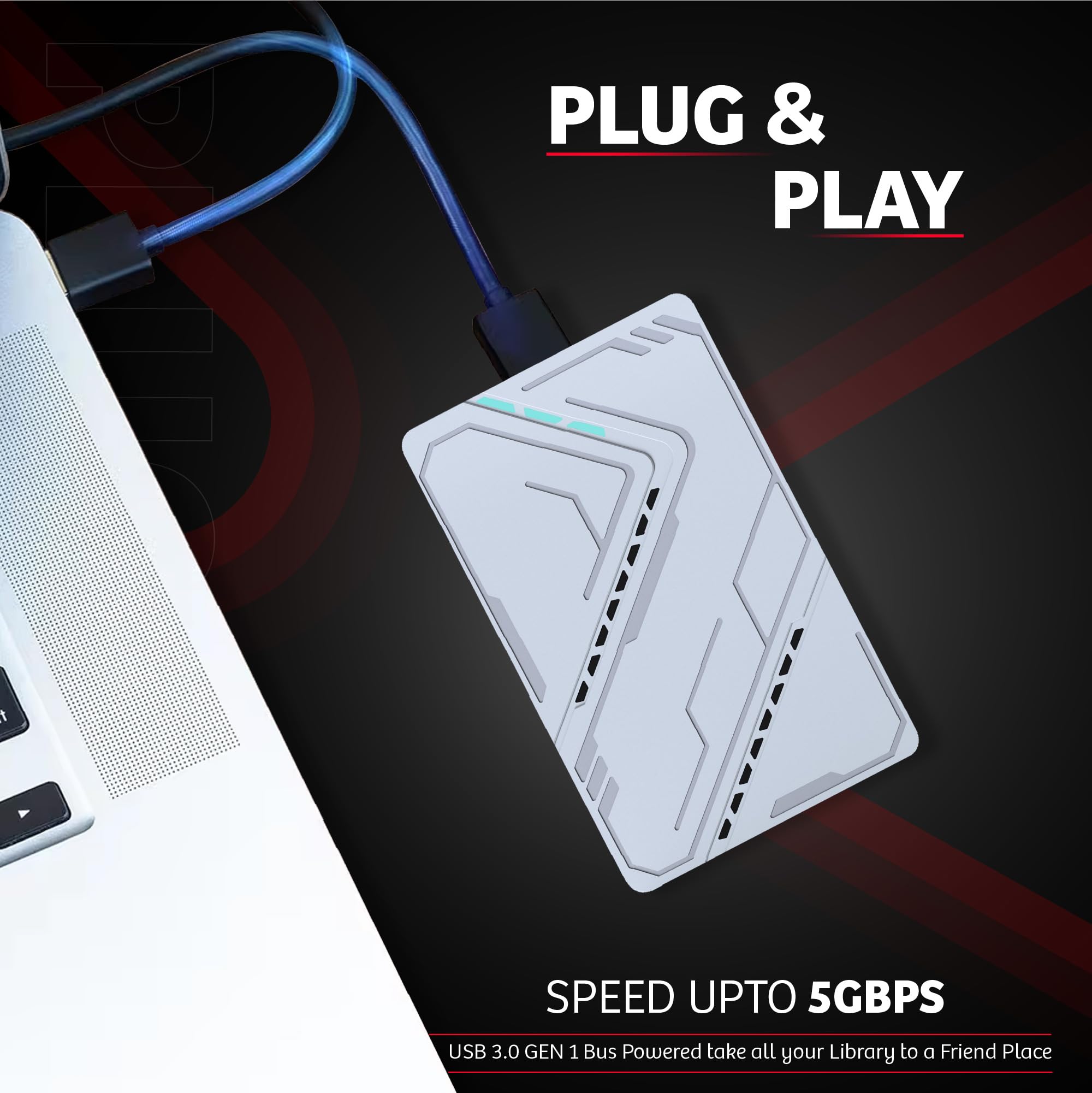Hard disk esterno portatile da 1 TB, USB 3.0, HDD da 2,5", colore: argento | Trasferimento dati ad alta velocità, archiviazione di backup, per laptop, PC, desktop, console di gioco