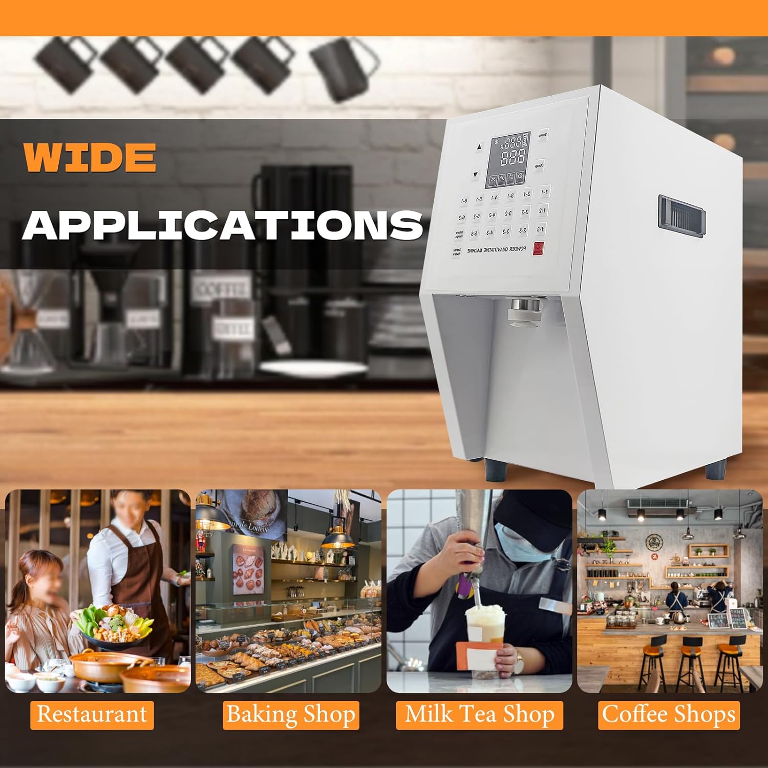 Automatic Fruit Powder Dispenser, 110V 3.5L Powder Quantitative Machine with Brush, Portable Digital Powder Dispensing Machine for Commercial & Home Use Bubble Tea Equipment