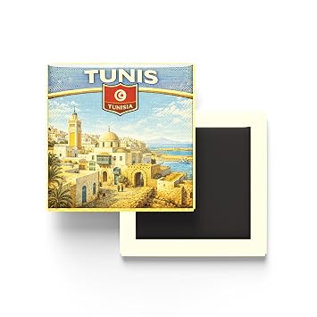 Retro Tunus Tunus  ehri Temal  Vintage Buzdolap Magneti   9x9 cm