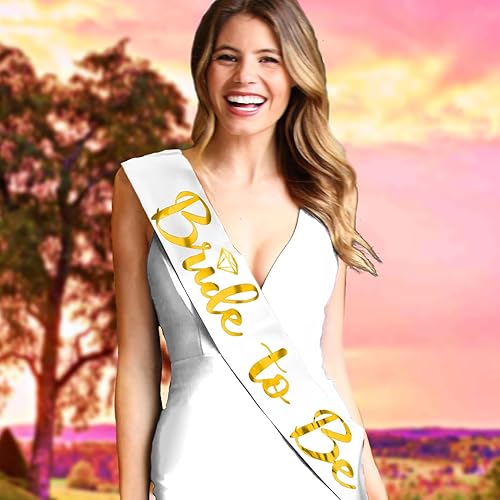 Miniatura 3 de RhinestoneSash Banda de novia dorada Fajas de satén de grado nupcial para novia y despedida de soltera Decoraciones y suministros para despedida