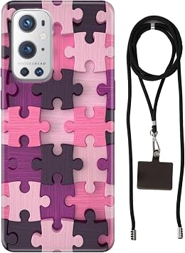 Senada Oneplus 9 Pro ile Uyumlu K l f Puzzle Desenli Silikon  pli Boyun Ask  Aparat