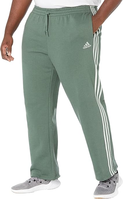 adidas Men's Essentials Fleece Open Hem 3-Stripes Pants