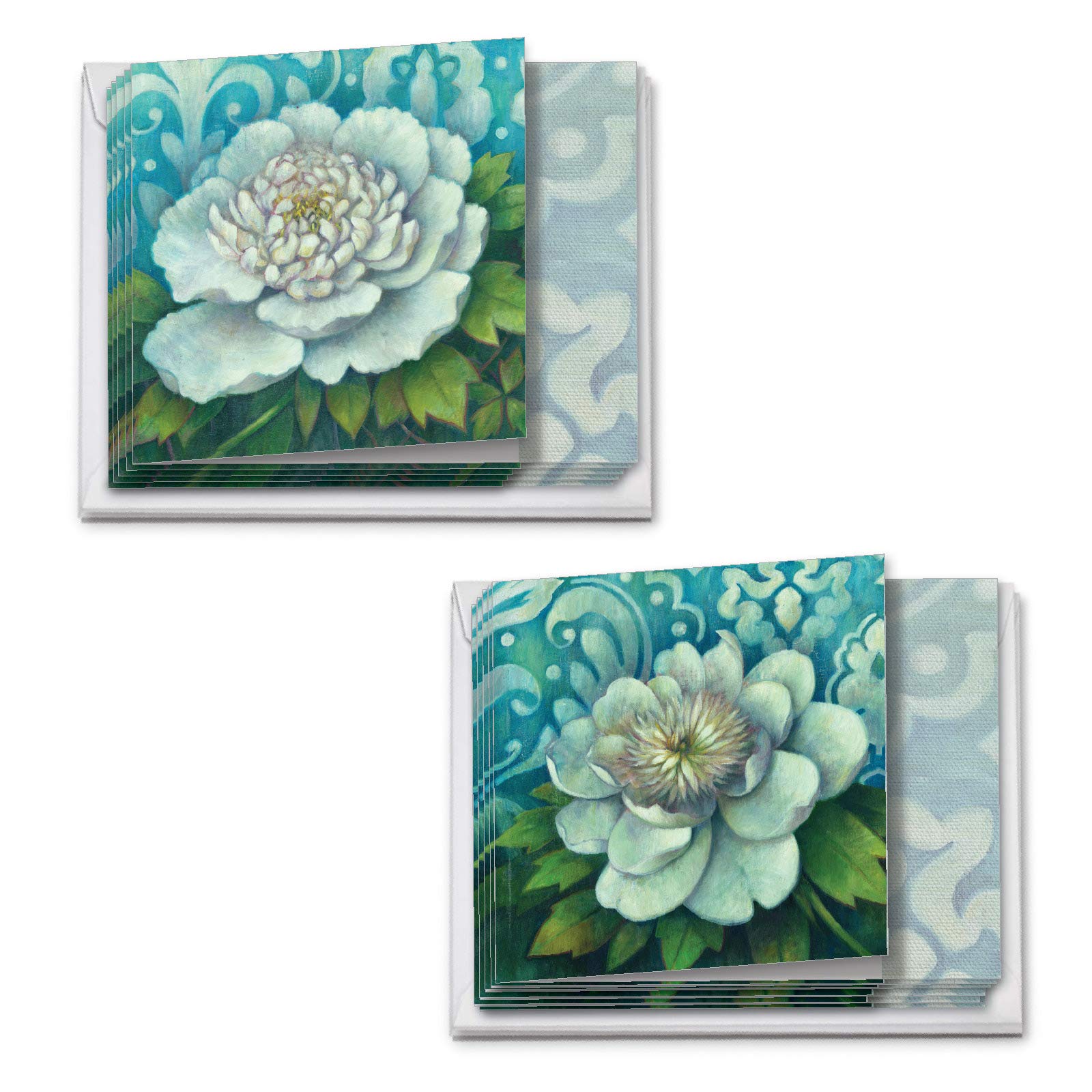 The Best Card Company12 Beautiful Blank Note Cards Bulk (4 x 5.12 Inch) (2 Designs, 6 Each) - Blue Magnolia MQ4594OCB-B6x2