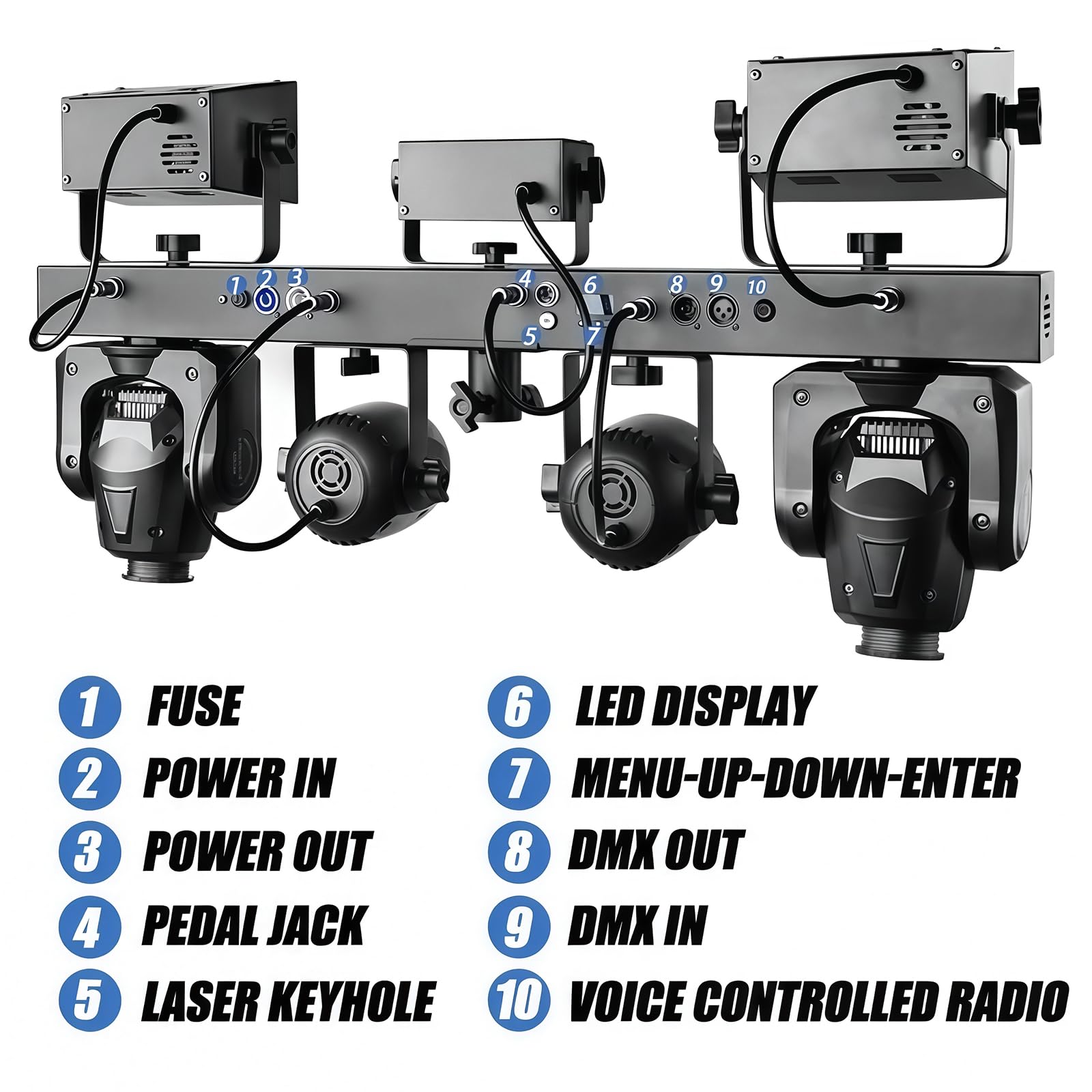 Kit luci DJ RGBW da 170 W con supporto, telecomando e borsa per feste, chiese e matrimoni