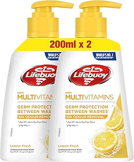 Lifebuoy Antibacterial Hand Wash, Lemon Fresh, for 100% stronger germ protection & odour removal, 200ml x 2