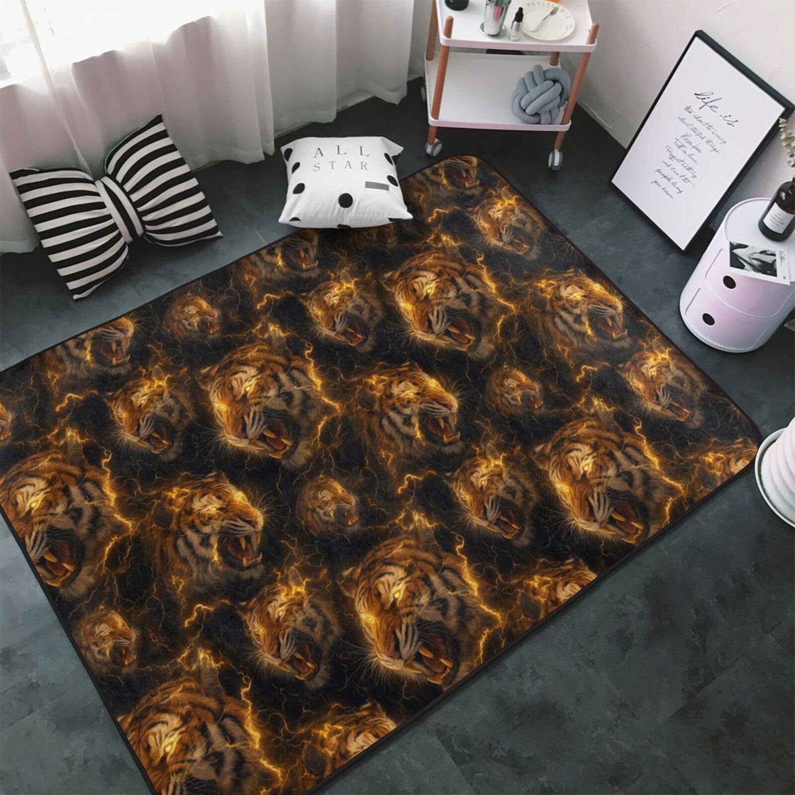 Moquette d'intérieur douce tigre doré pour chambre et salon
