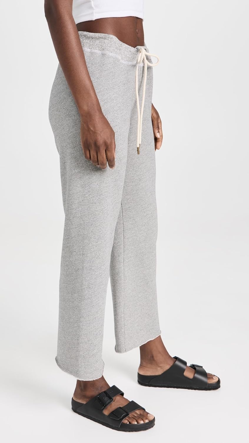 THE GREAT. Women's The Wide Leg Cropped Sweatpants, Varsity Grey, L - Image 4