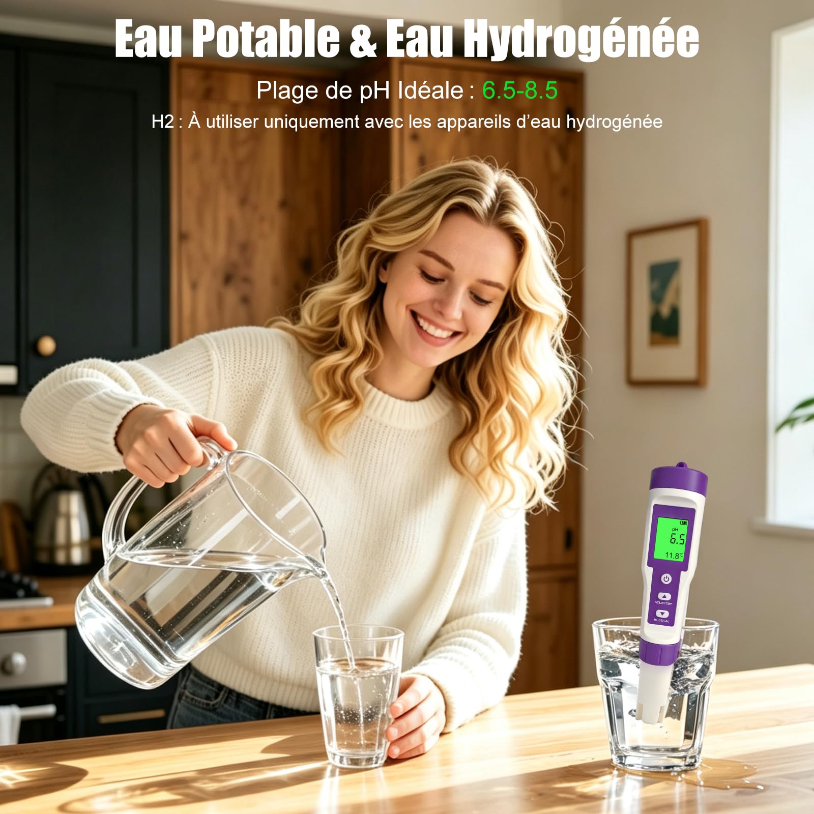 pH et Chloro Mètre Piscines, Testeur de Chlore Piscines, Rechargeable