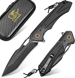 LOTHAR LICH KING Klappmesser, Scharfe Taschenmesser aus D2 Stahl, G10 Griff Einhandmesser, Messer Outdoor für Camping & Survival, Messer Klappmesser, Geschenke für Männer