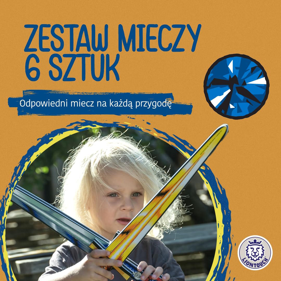 Liontouch - Zestaw mieczy rycerskich, 6 sztuk, zabawka piankowa dla chłopców i dziewczynek od 3 lat, średniowieczne miecze do odgrywania ról, bezpieczna broń i akcesoria kostiumowe do przebrania