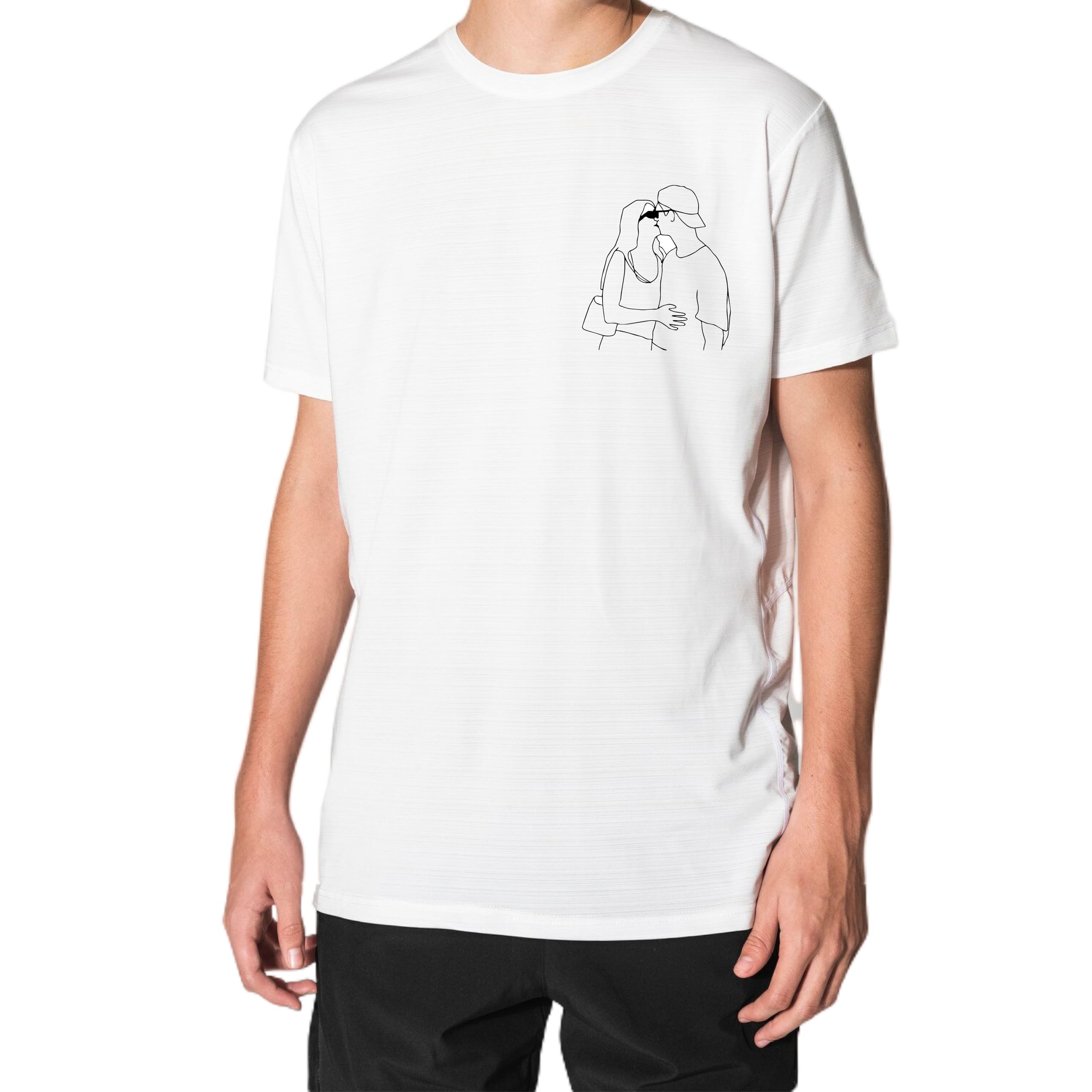 Generico T-Shirt con Personalizzazione Ricamata del Ritratto, la Tua Foto stilizzata, Maglietta di Coppia, Regalo di San Valentino, Ritratto Stilizzato. Festa del papà, Festa della Mamma
