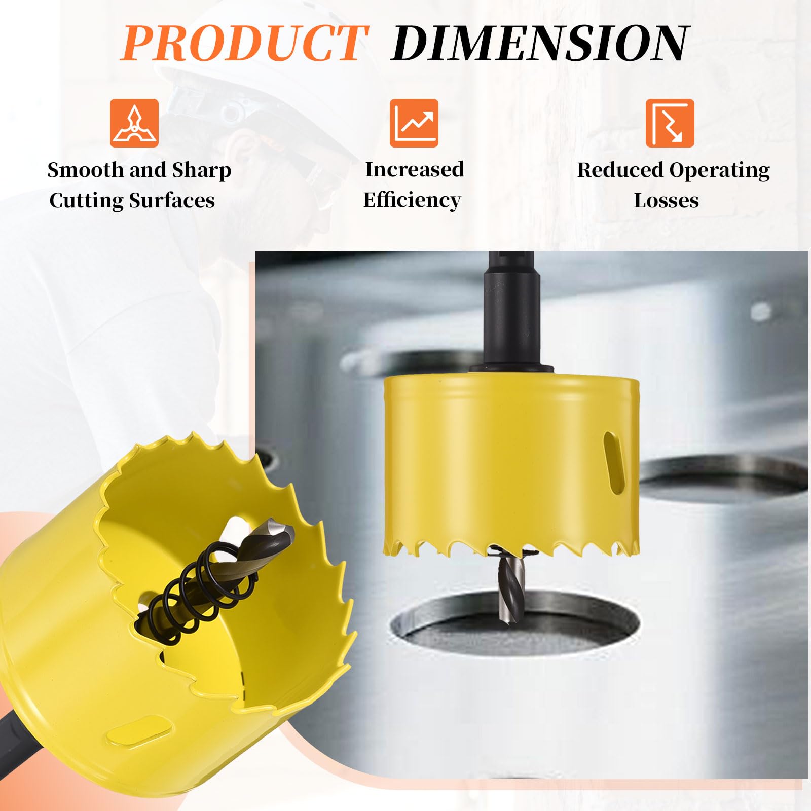 METALLIXITY Sierra Perforadora Bimetálica 235mm, M42 HSS Sierra Taladro con Llave Hexagonal, Punta Guía y Resorte para Taladrar, Chapa Metálica, Placa de Plástico y Tableros de PVC, Amarillo