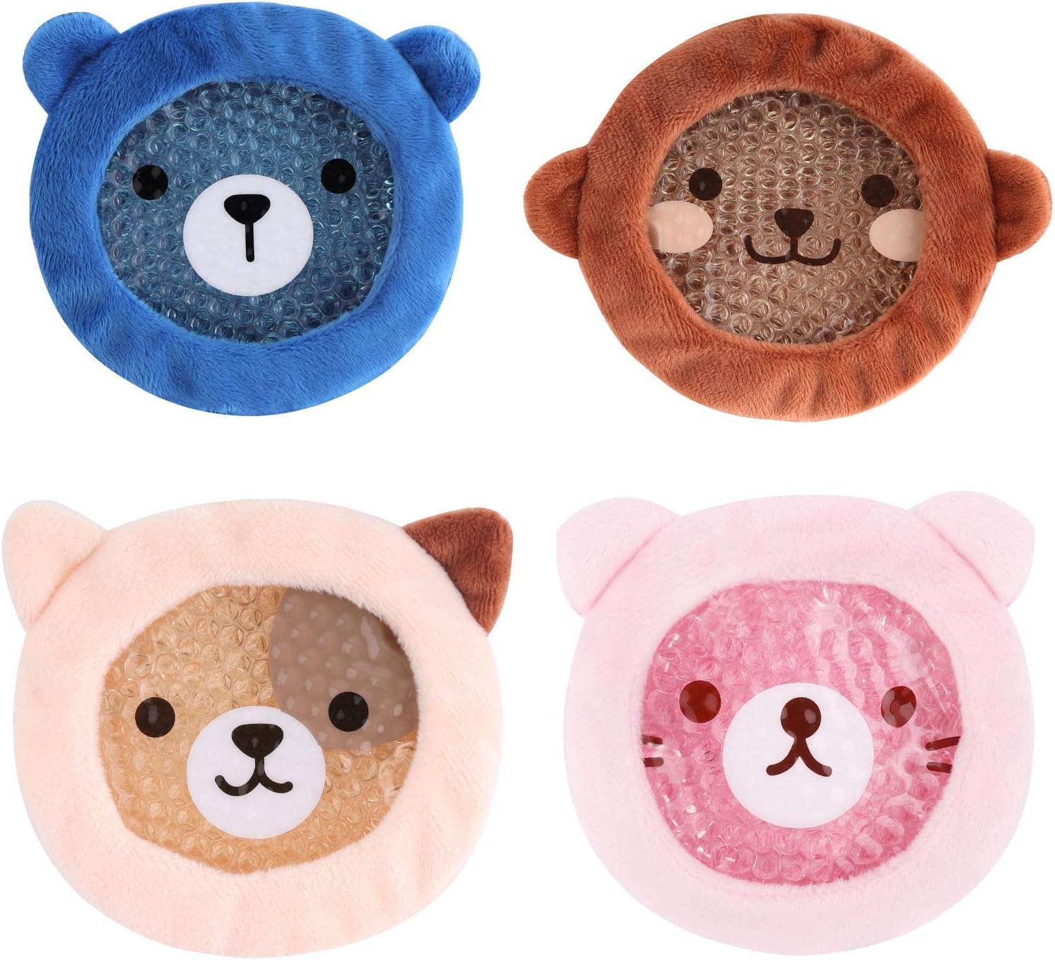FOMI Premium Kids Hot Cold Ice Packs | 4 Pack | Soft Colorful Sleeves | Fun Animal Designed Children Gel Bead Wrap | Pain Relief for Kids Boo Boos, Fever, Wisdom Teeth, Tired Eyes, Headaches