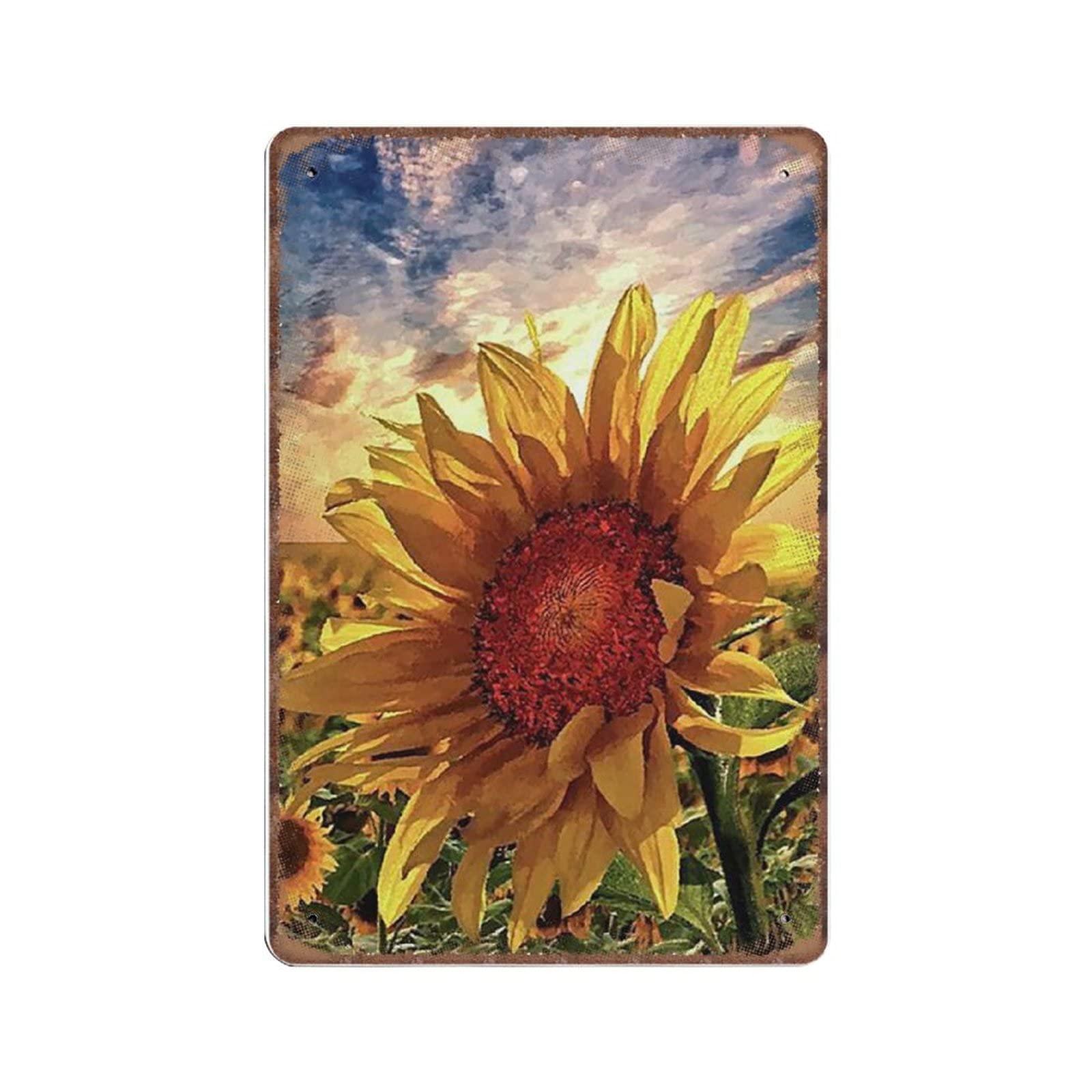 rayprint Sunflower Tin Signs Wall Painting Home DecorVintage Poster Metal Sign Iron Painting Plaque Wall Decor Bar Club Novelty Funny Kitchen Retro Parlor Garage Gifts for mom Dad, 20X30cm