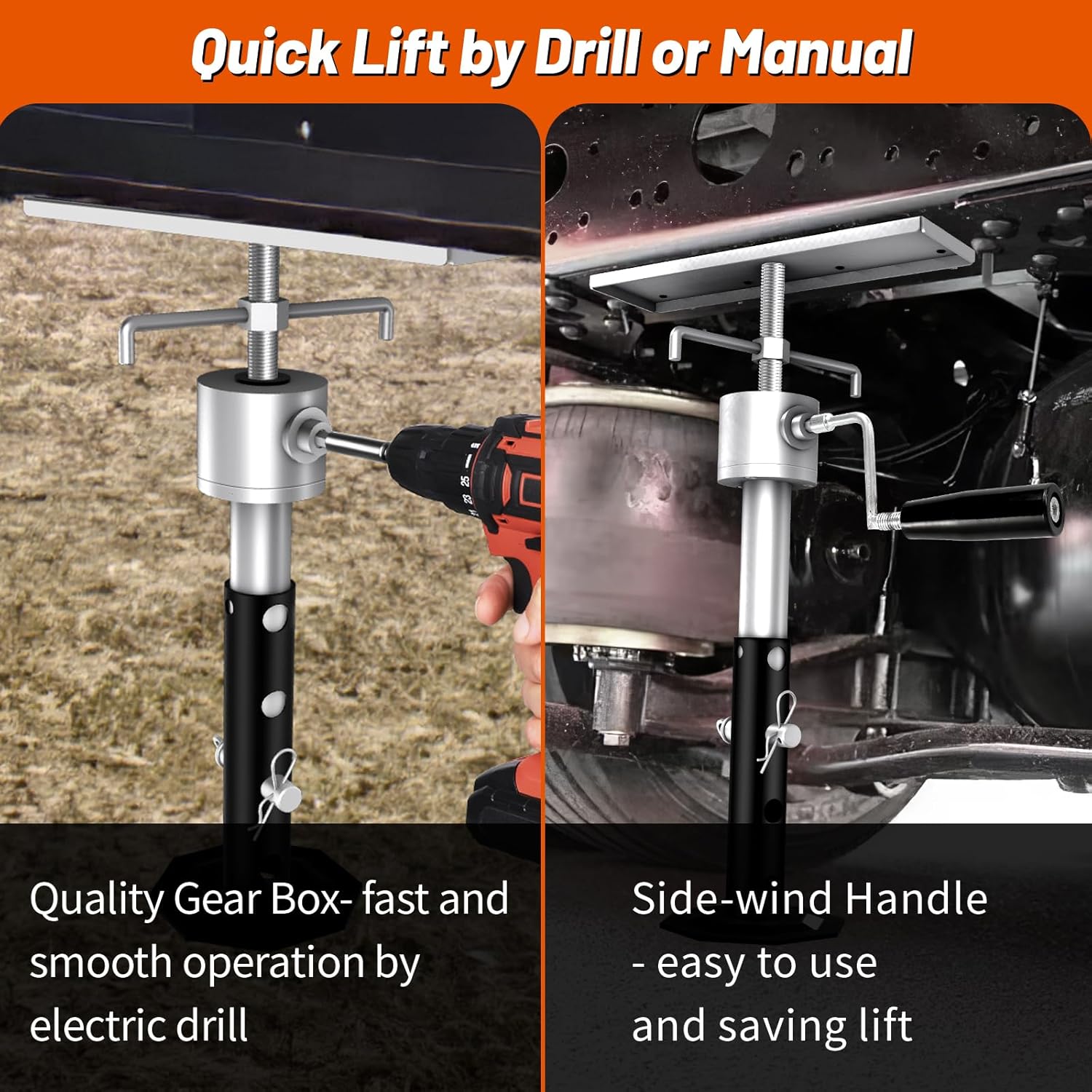 RV Slide Out Support Jacks with Flat Top Block, for Travel Camper RV Height Adjustable from 11" to 23", Heavy Duty Quick Lift Stabilizer up to 5000 lbs Capacity,Set of 2 Trailer Stabilizers
