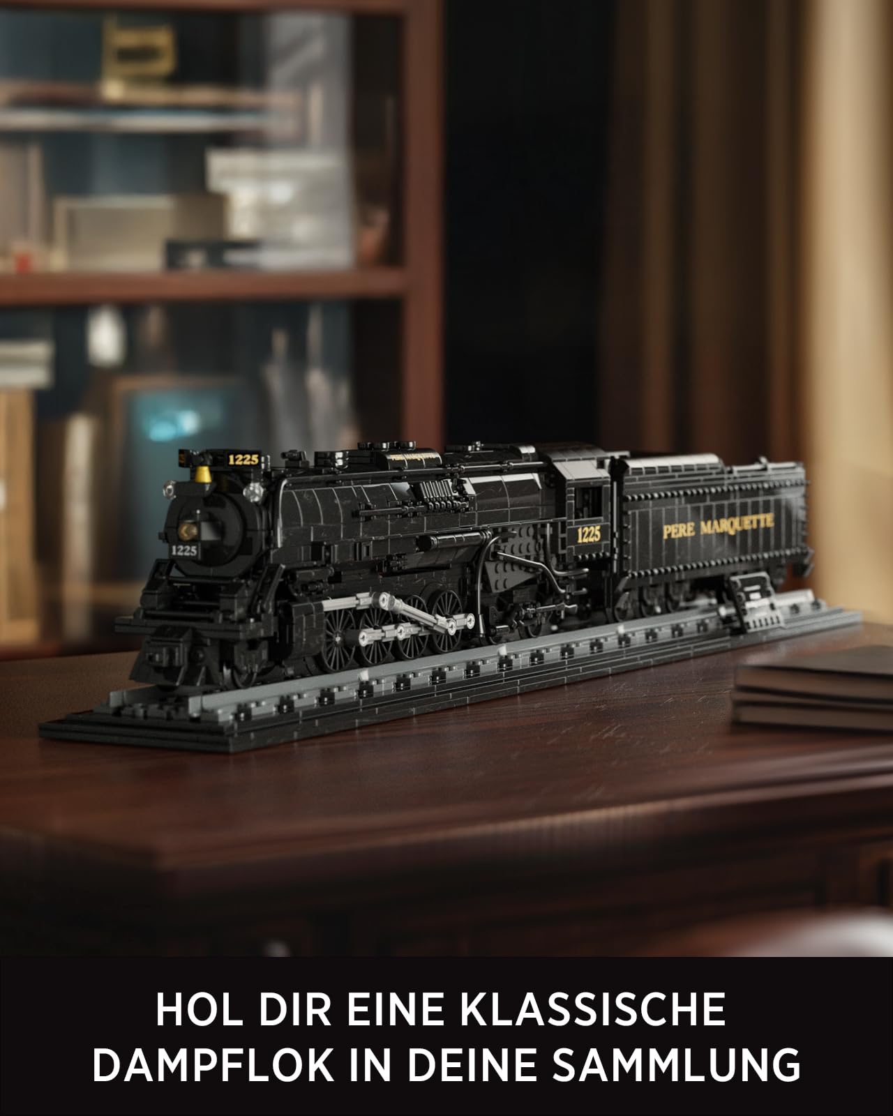 Nifeliz Zug 1225 Retro Dampflok Klemmbausteine Set, Lokomotive Set Eisenbahn Bauspielzeug, eine ideale Geschenkidee für Männer und Frauen (1,587 Teile, NF10323)
