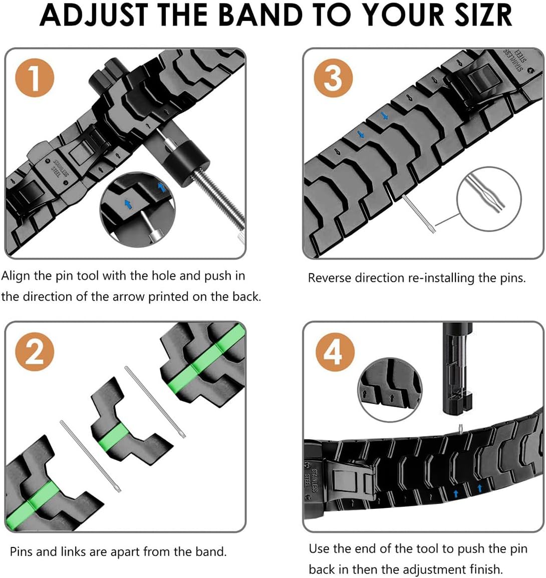 DEALELE Bands Compatible with Samsung Galaxy 3 45mm / Galaxy Watch 46mm / Huawei Watch 4/4 Pro / 3/3 Pro / GT4 46mm, 22mm Thin Iron Man Stainless Steel Metal Strap for Women Men, Black-green