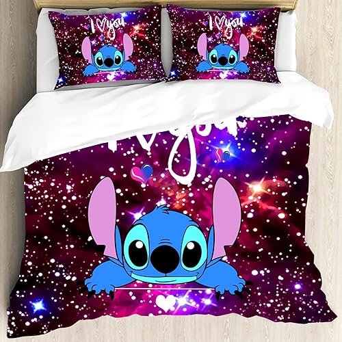 Miniatura 2 de LUSTROVA Juego de ropa de cama de 3 piezas con 1 funda de edredón y 2 fundas de almohada impresas en 3D, juego de ropa de cama ligero, regalos para