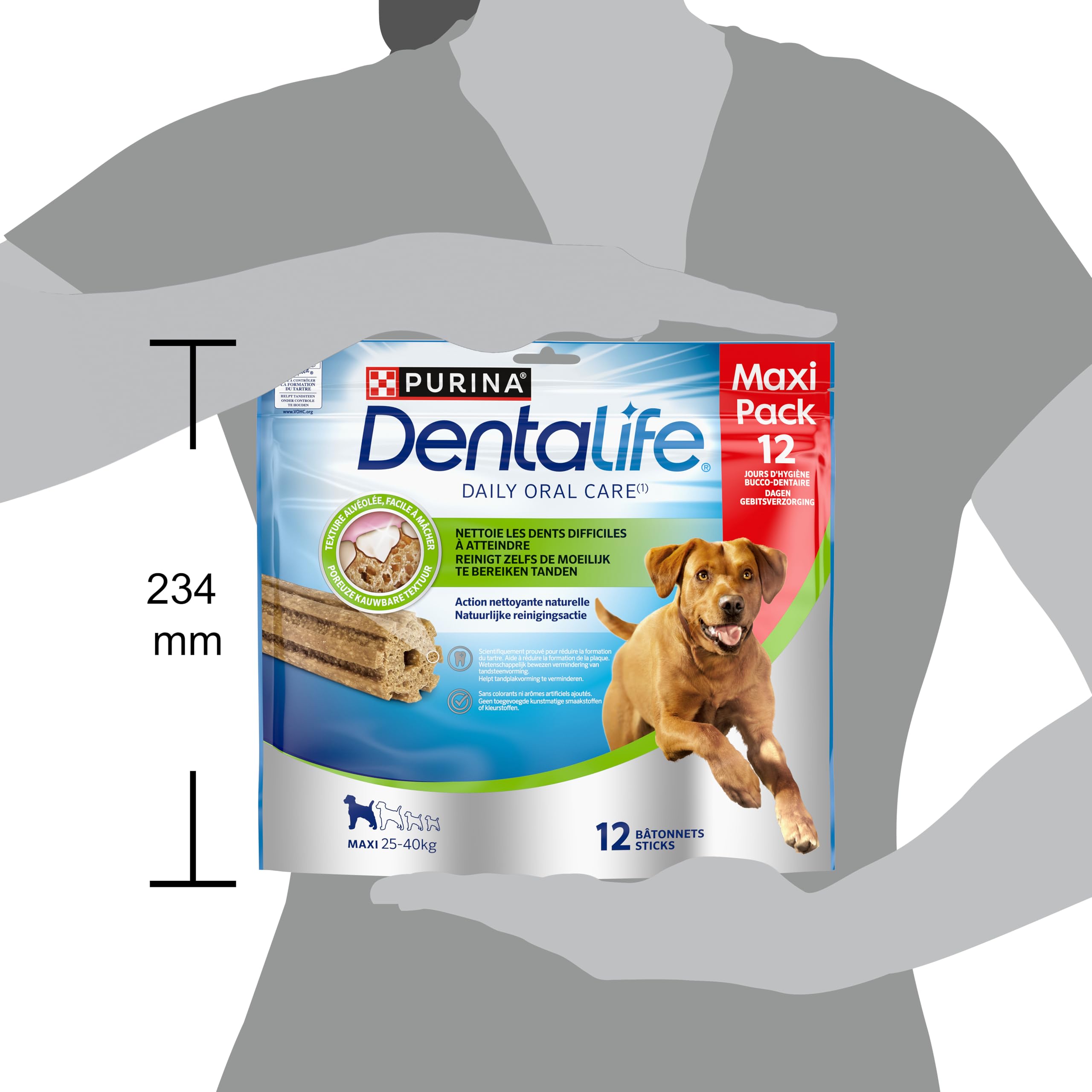 Purina DentaLife Maxi - Maxi Pack - Codzienna higiena jamy ustnej - 426 g - 12 patyczków do żucia dla dużych psów - Zestaw 5 szt
