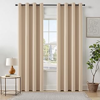 EMEMA — Rideau occultant beige à œillets 140×225 (lot de 2)
