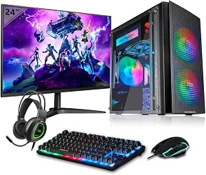 VolttierPC - PC Gaming Completo AMD Ryzen 5 5600G 6x4.4Ghz | Radeon Vega 7 | 16GB DDR4 | 512GB M.2 SSD | WiFi | Windows 11 | Monitor 24" 100Hz | Teclado y Ratón RGB | Ordenador de Sobremesa