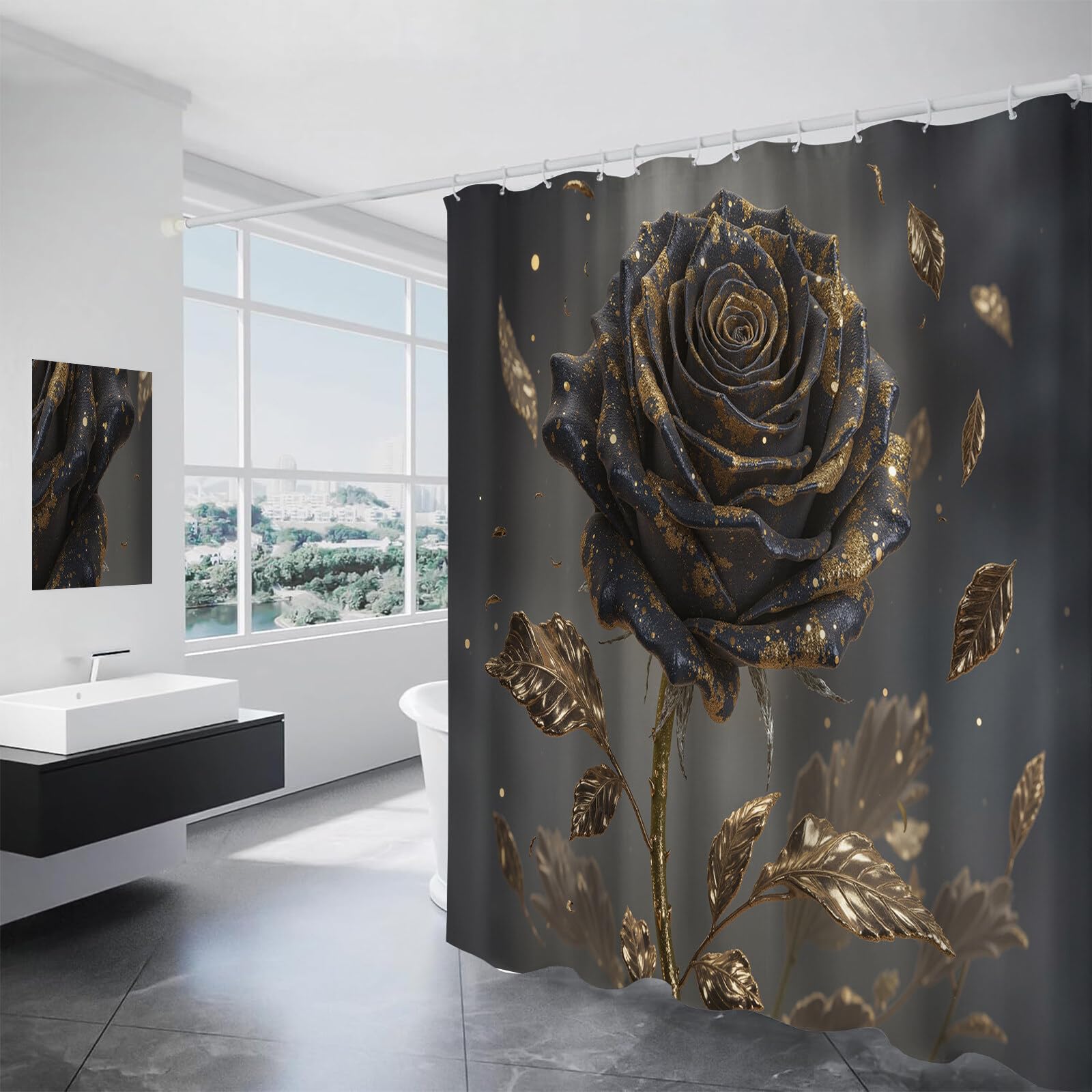 Rideau Douche,Rideau Baignoire Lavable en Machine Rideaux Douche Tissus Lavable Rideau De Baignoire Lavable pour Salle De Bain Domicile Baignoire Famille,Rose Fumée,