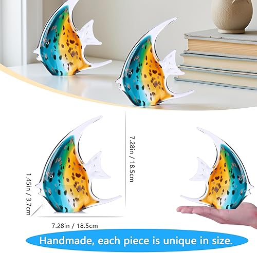 Miniatura 3 de Figuras de peces de vidrio soplado a mano, figuras artísticas de vidrio marino, pisapapeles de peces tropicales, decoración de habitación de playa
