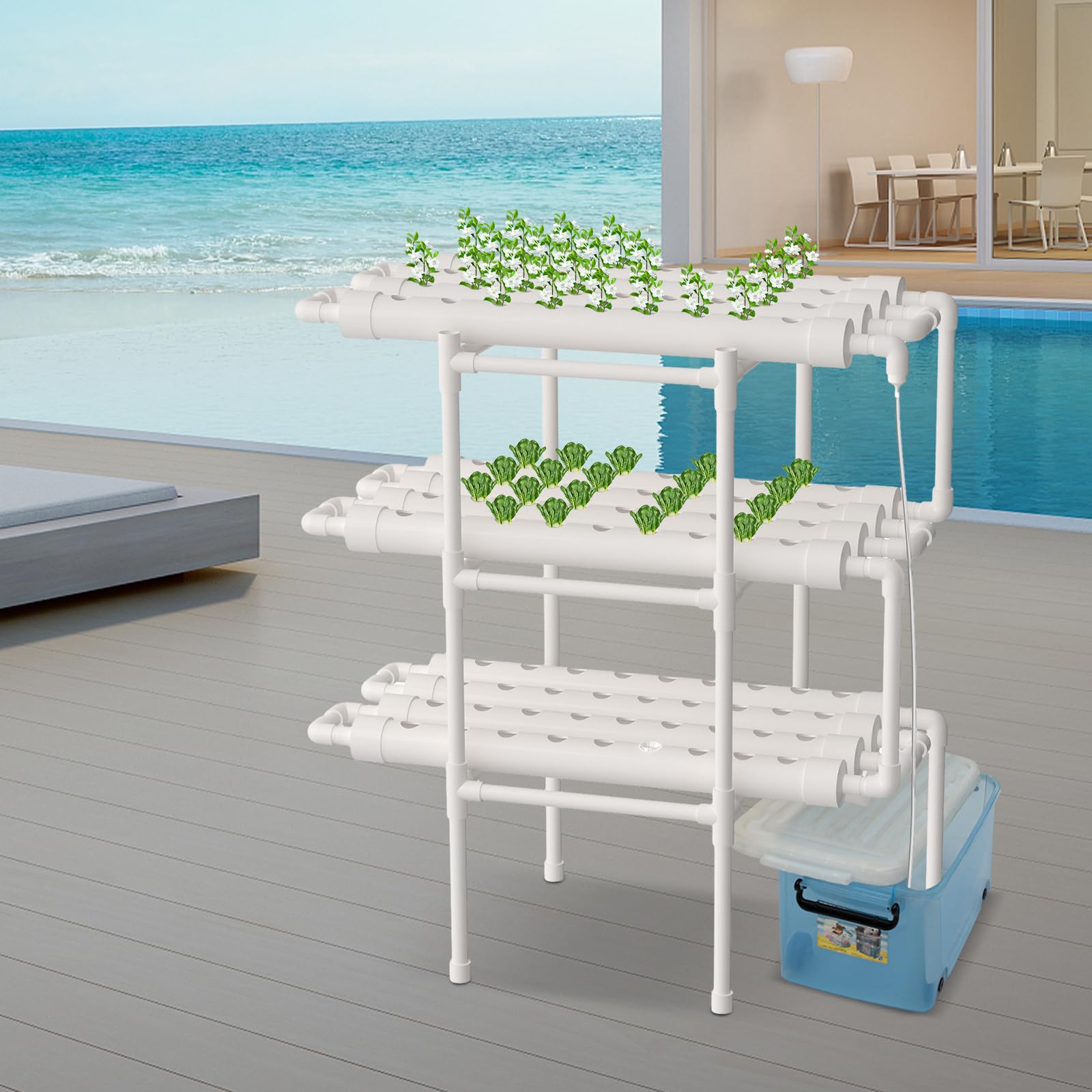 Hydroponic System Aeroponic Tower 3 Warstwy PVC 108 Otworów 12 Rur Bezglebowy System Hydroponiczny