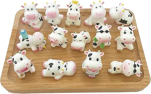 Miniatura 2 de 16 piezas de lindas vacas, mini animales miniatura de resina, adornos de paisaje de musgo de jardín de hadas para decoración al aire libre,