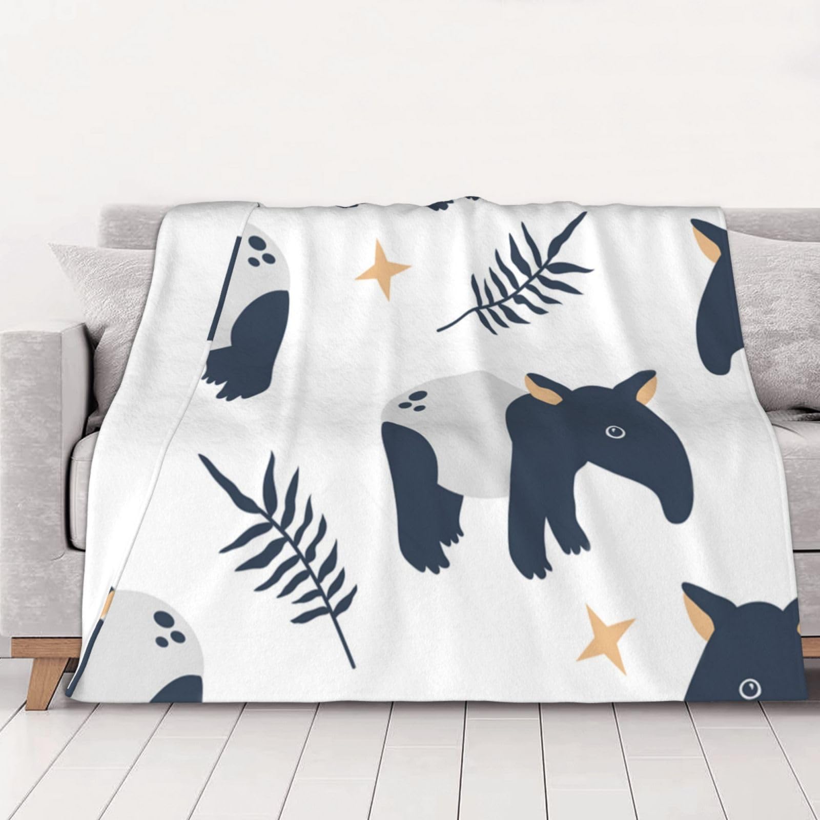 Tcoay Women's As Shown Malayan Tapir,Throw Blanket Soft Flannel Fleece Throw Blanket For Bed Sofa Travel,50"X40"