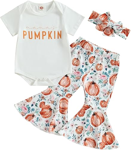 Ropa de otoño e invierno para bebé recién nacida, mameluco con volantes, pantalones acampanados, diadema y pantalones acampanados, conjunto de