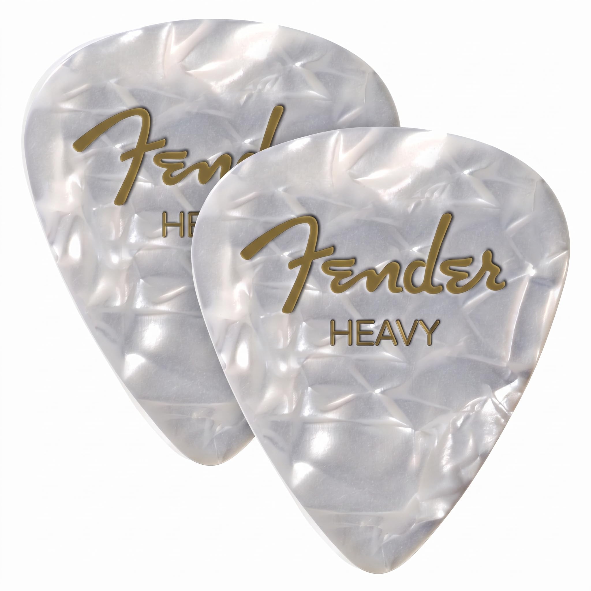 Fender Premium Celluloid Guitar Picks 351 Shape, White Moto, Heavy, 24-Pack