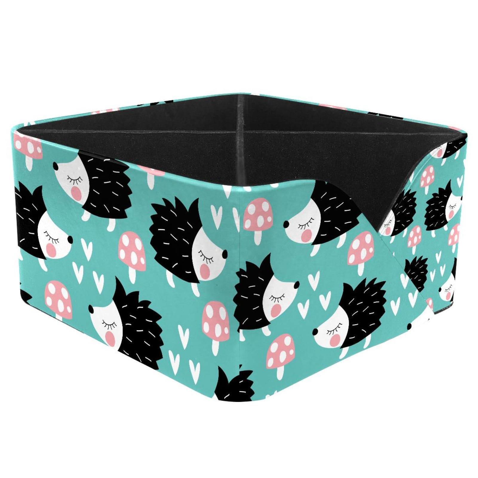 KengjuTesu Cute Hedgehogs with Mushrooms Love Heart Pattern Desktop Organizer Pen Holder, Rectangular Pencil Cup for Office, Study and Makeup Stations