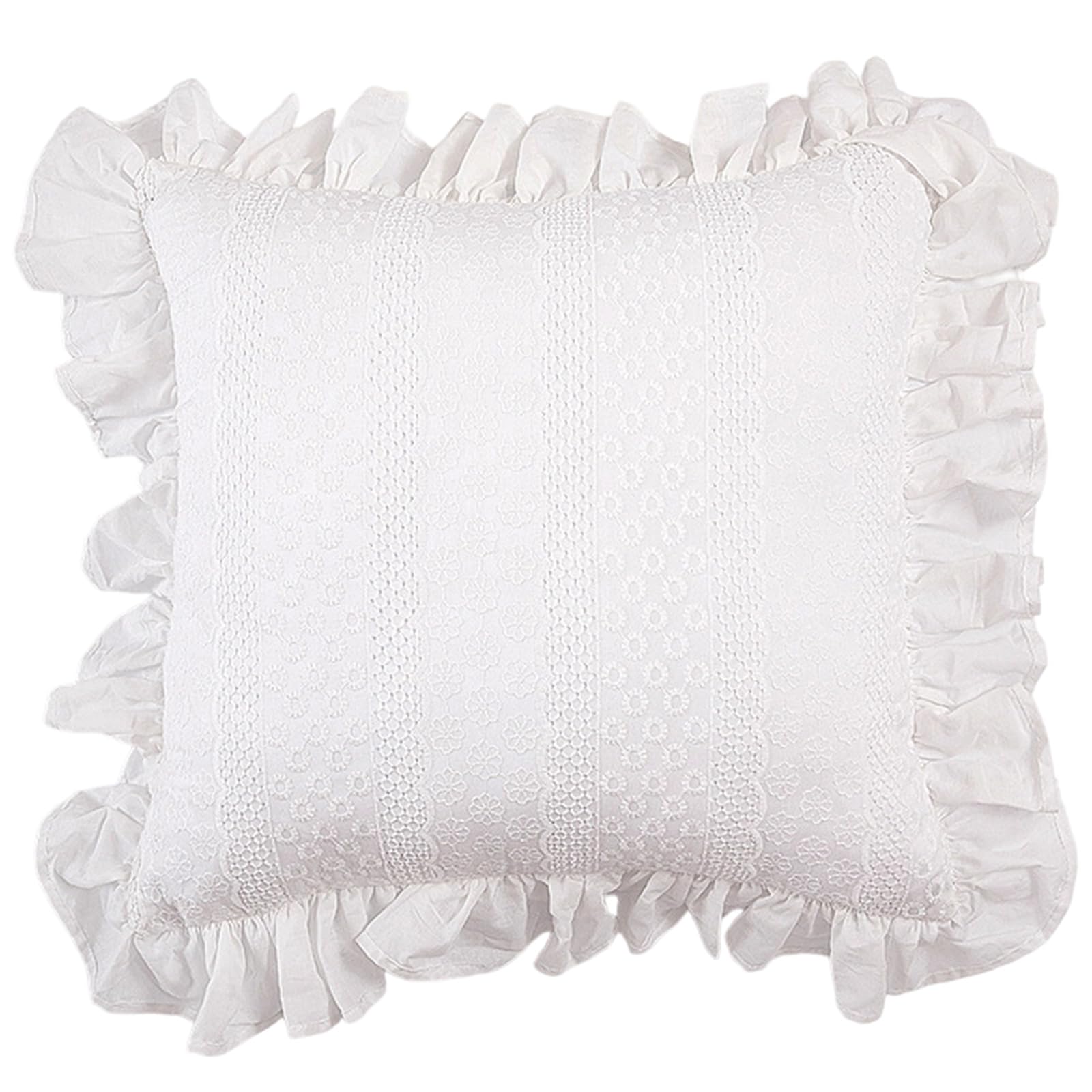 YWLUUOO Ruffle Pillow Cover with Elegant Edges, Machine Washable Decorative Pillowcase for Couch Bed Elegant Edges Pillow Cover for Sofa Cushion