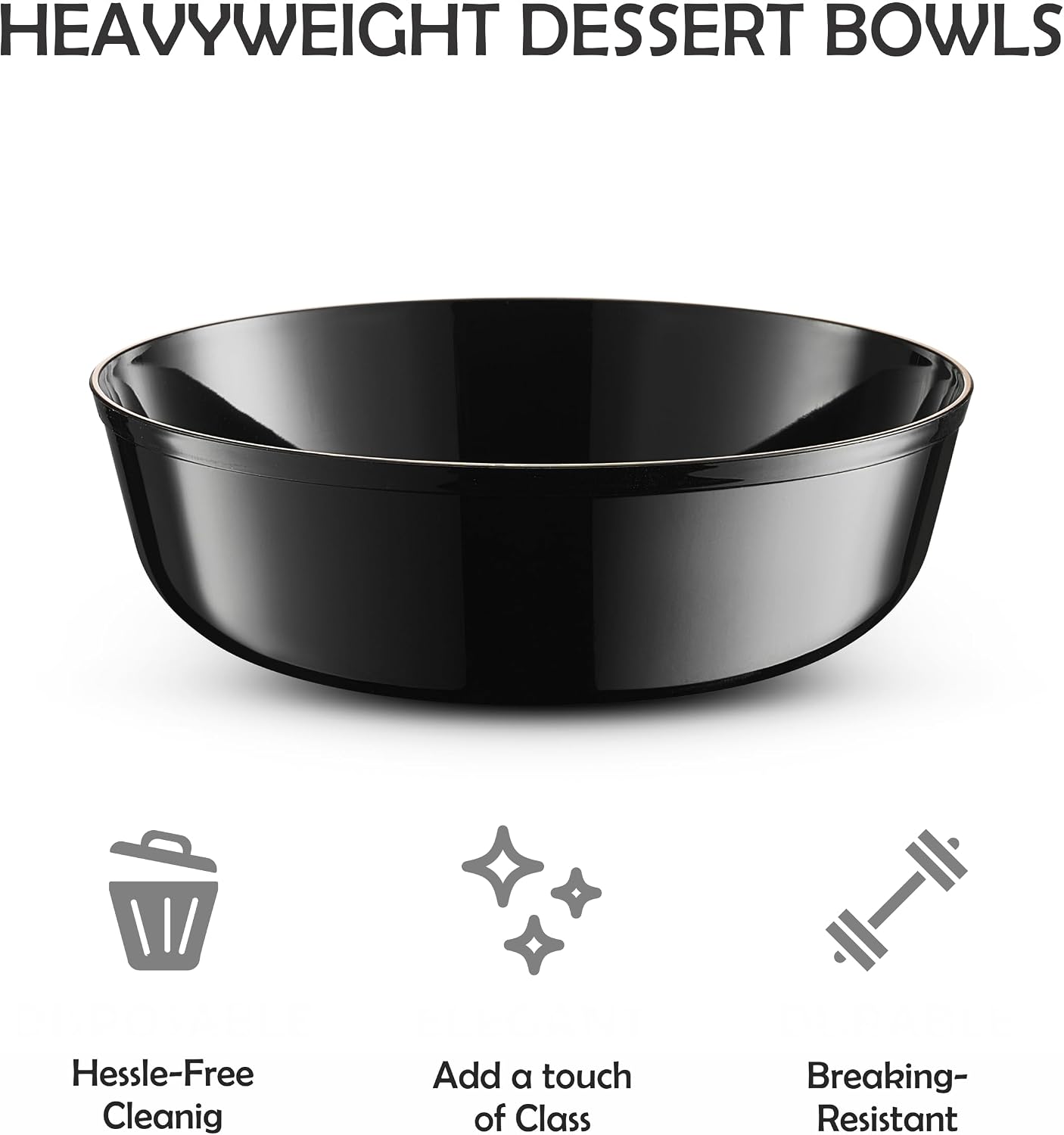 BloominGoods Disposable Plastic Dessert Bowls, 50-Pack 6 Oz. Small Heavyweight Black Bowls For Party, Wedding Or Event image 3