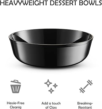 BloominGoods Disposable Plastic Dessert Bowls, 50-Pack 6 Oz. Small Heavyweight Black Bowls For Party, Wedding Or Event